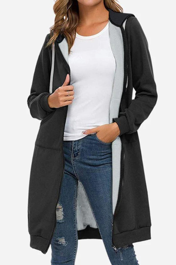 Sweat À Capuche Zippé Oversize Pour Femme | Coupe Longue