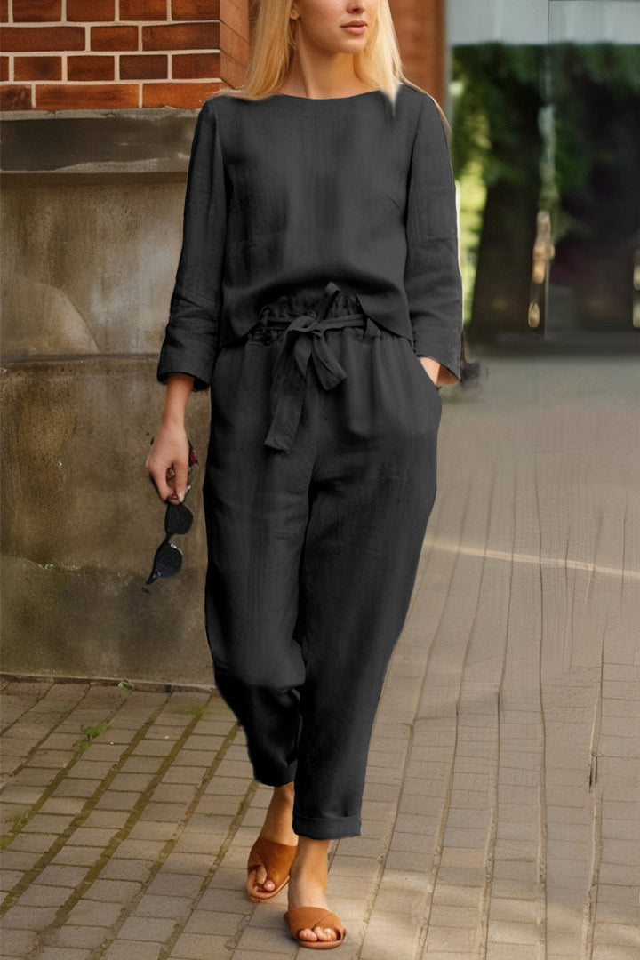 Ensemble Monochrome Élégant Pour Femme | Deux Pièces Légères