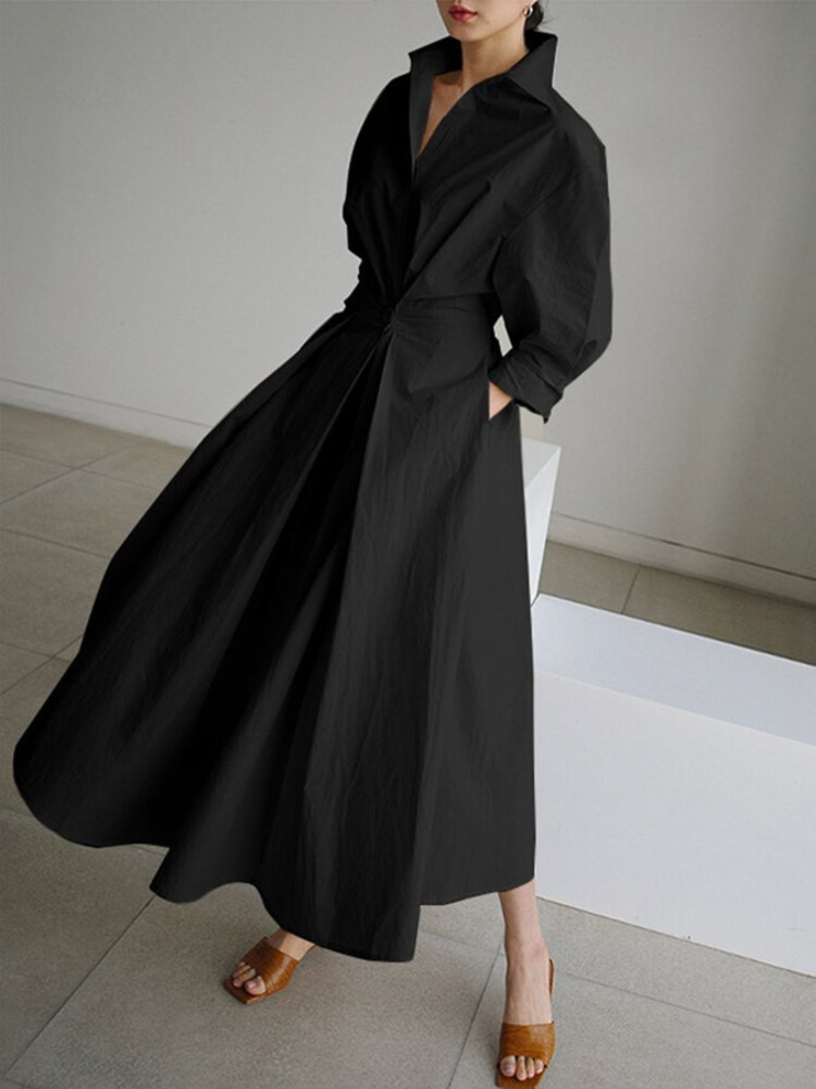 Robe chemise vintage maxi pour femme, élégante et idéale pour les journées d’été