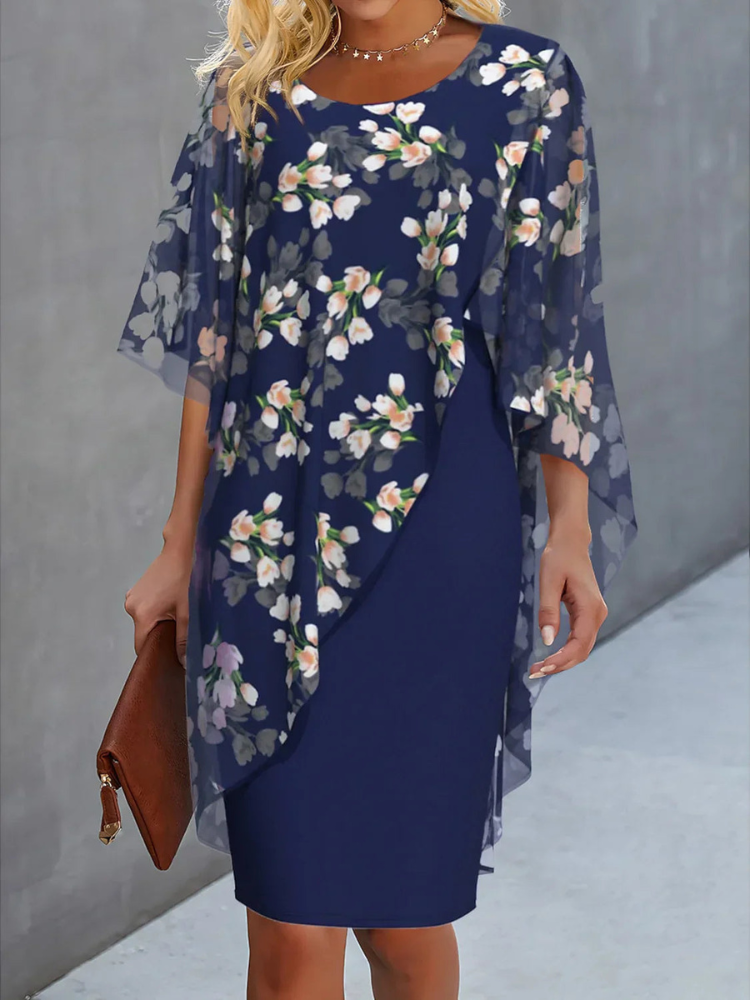 Robe d'été mini en chiffon à fleurs pour femme, légère et élégante pour les journées estivales