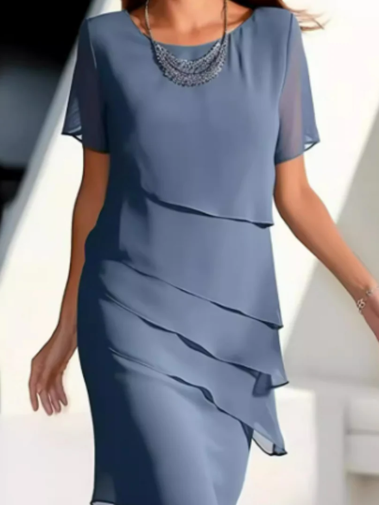 Robe de cocktail élégante pour femme en mousseline de soie, longueur midi, parfaite pour les événements d'été