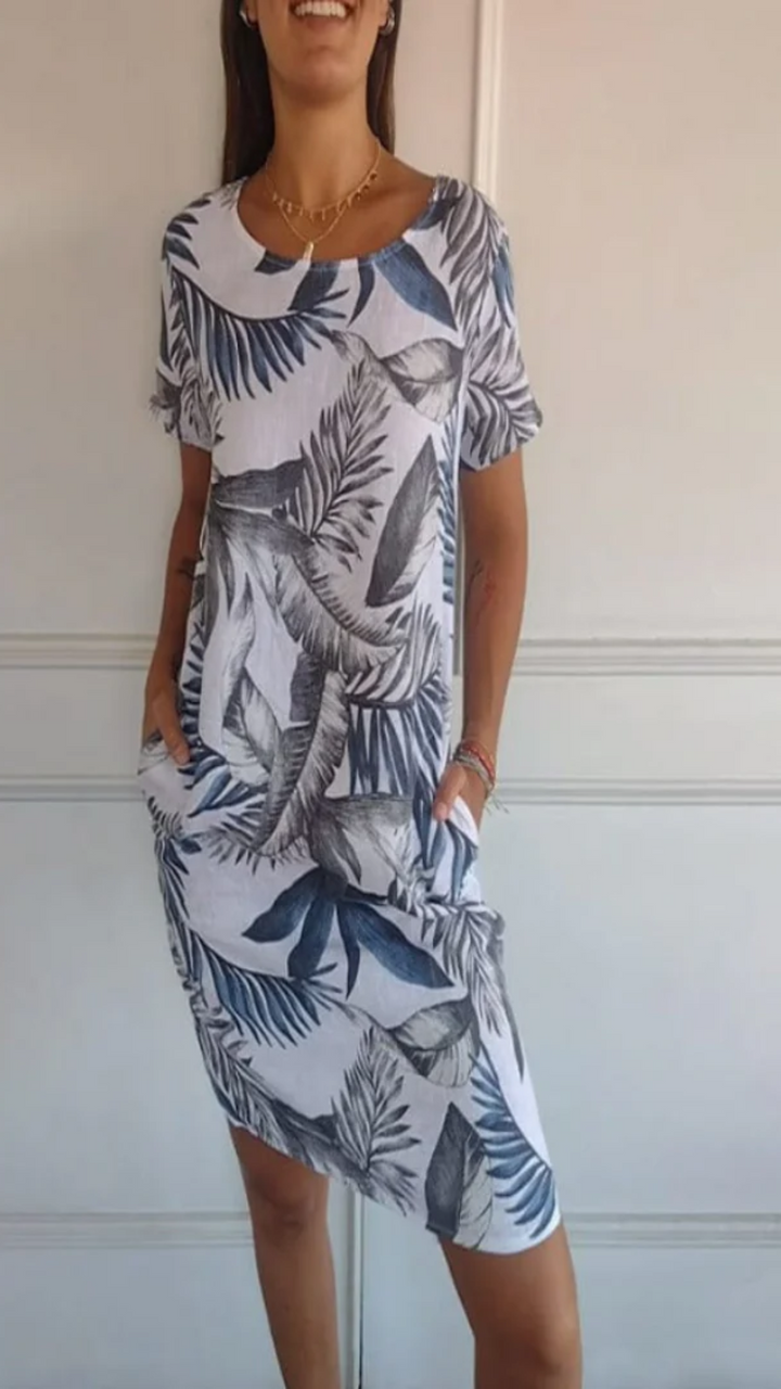 Robe d'été chic pour femme, coupe midi légère et élégante idéale pour les journées ensoleillées