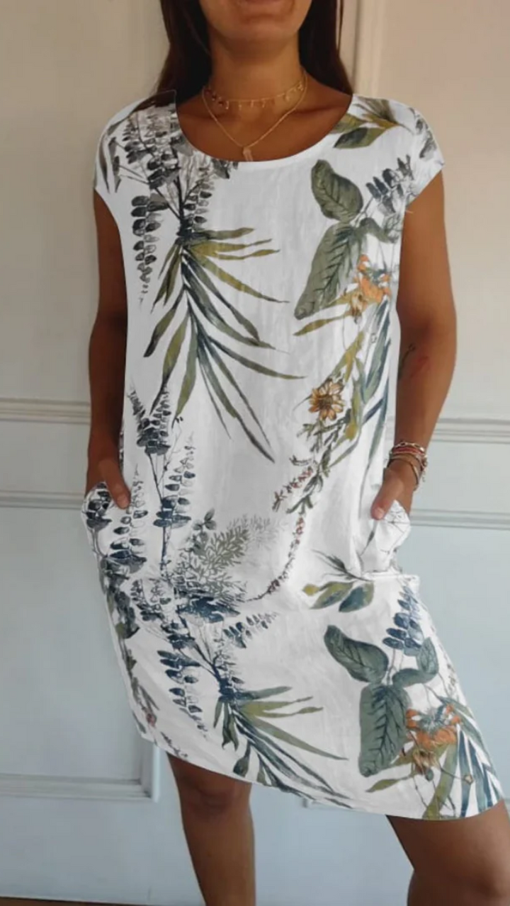 Robe d'été chic pour femme, coupe midi légère et élégante idéale pour les journées ensoleillées