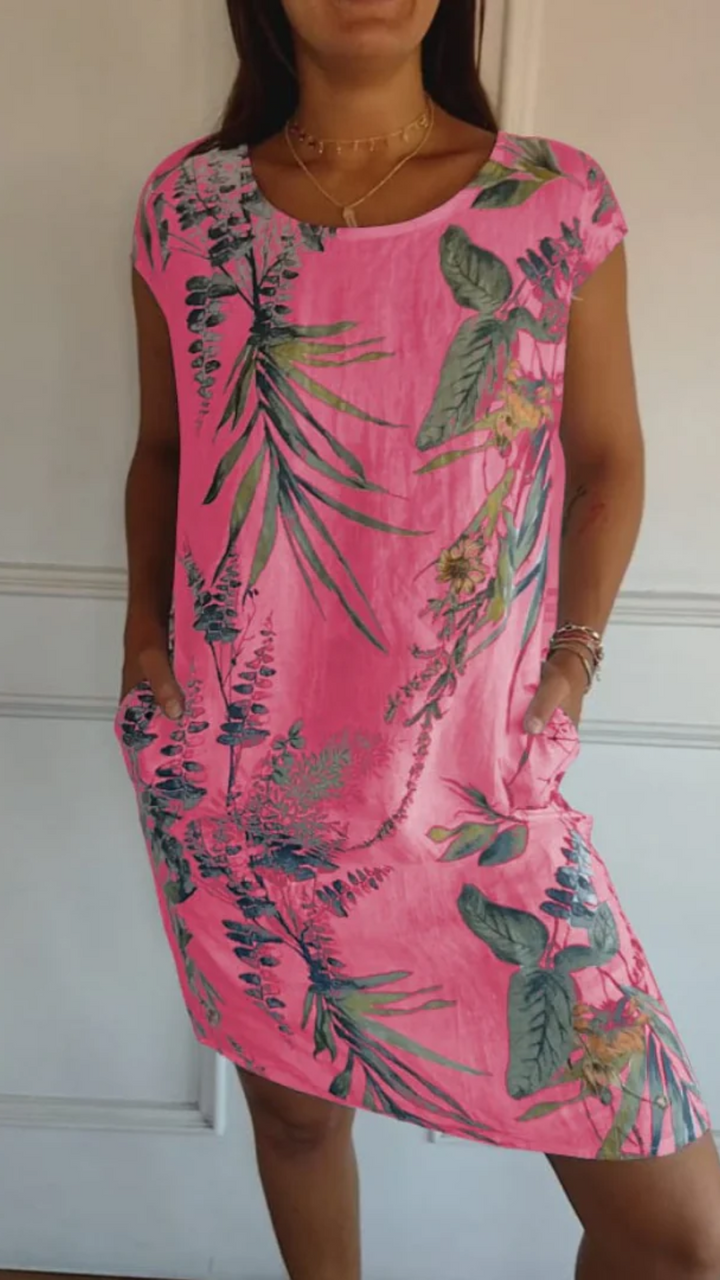 Robe d'été chic pour femme, coupe midi légère et élégante idéale pour les journées ensoleillées