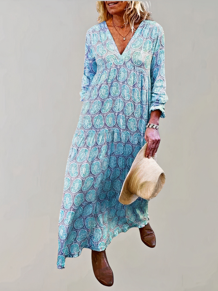 Robe longue d'été rétro chic pour femmes avec coupe fluide, parfaite pour l'été et un style vintage élégant         