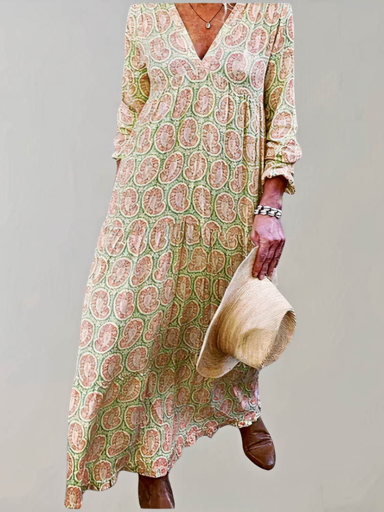 Robe longue d'été rétro chic pour femmes avec coupe fluide, parfaite pour l'été et un style vintage élégant         