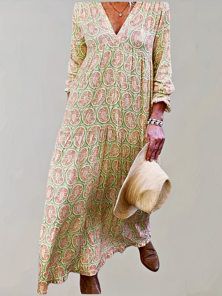 Robe longue d'été rétro chic pour femmes avec coupe fluide, parfaite pour l'été et un style vintage élégant         
