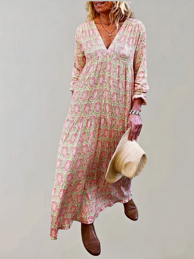 Robe longue d'été rétro chic pour femmes avec coupe fluide, parfaite pour l'été et un style vintage élégant         