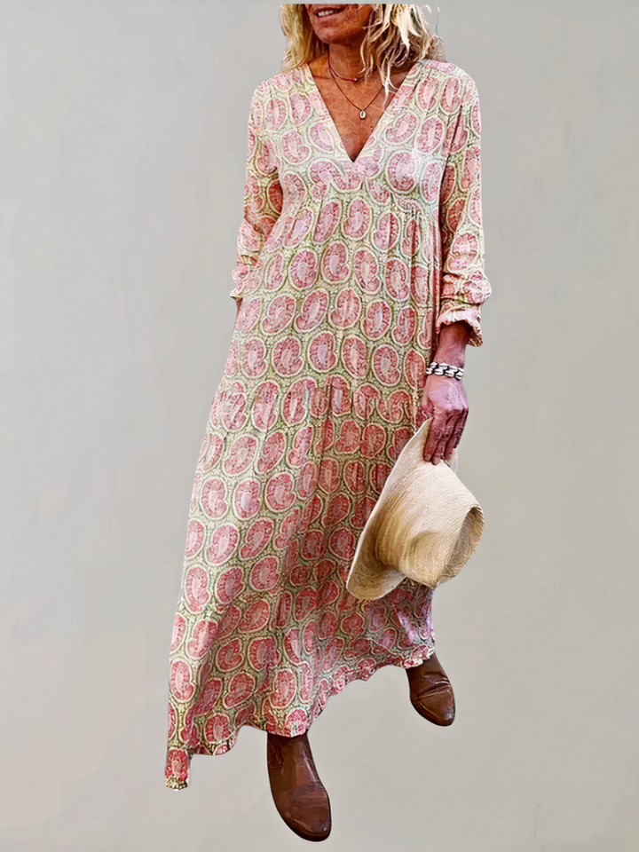 Robe longue d'été rétro chic pour femmes avec coupe fluide, parfaite pour l'été et un style vintage élégant         