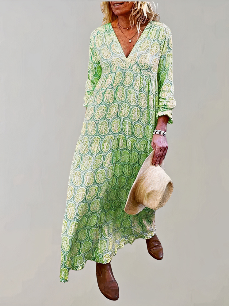 Robe longue d'été rétro chic pour femmes avec coupe fluide, parfaite pour l'été et un style vintage élégant         