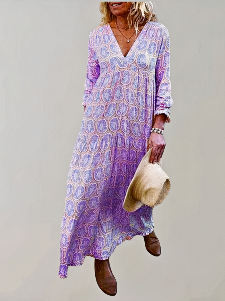 Robe longue d'été rétro chic pour femmes avec coupe fluide, parfaite pour l'été et un style vintage élégant         
