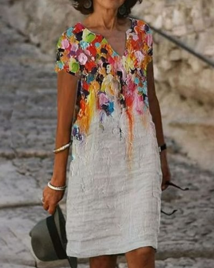 Robe d'été moderne et tendance pour femme en coupe mini, parfaite pour les journées estivales