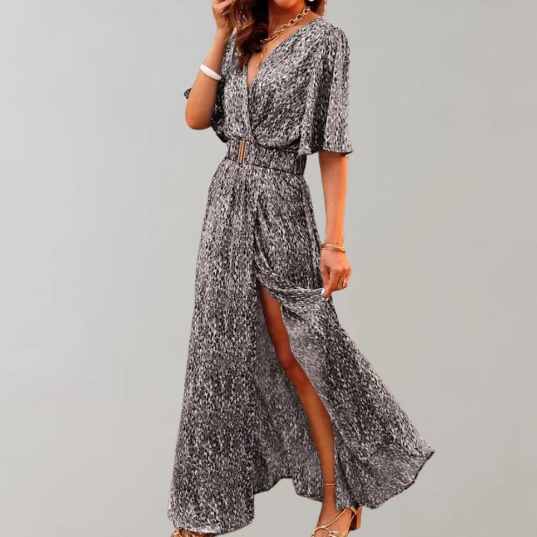 Robe d’été longue et fluide avec fente pour femme, idéale pour les journées chaudes d’été         