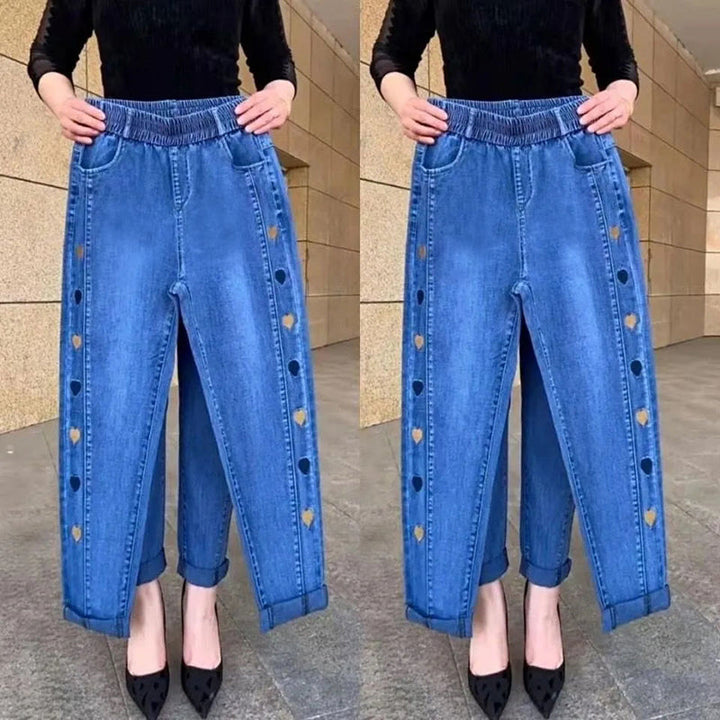 Jean Femme Extensible Brodé | Taille Haute