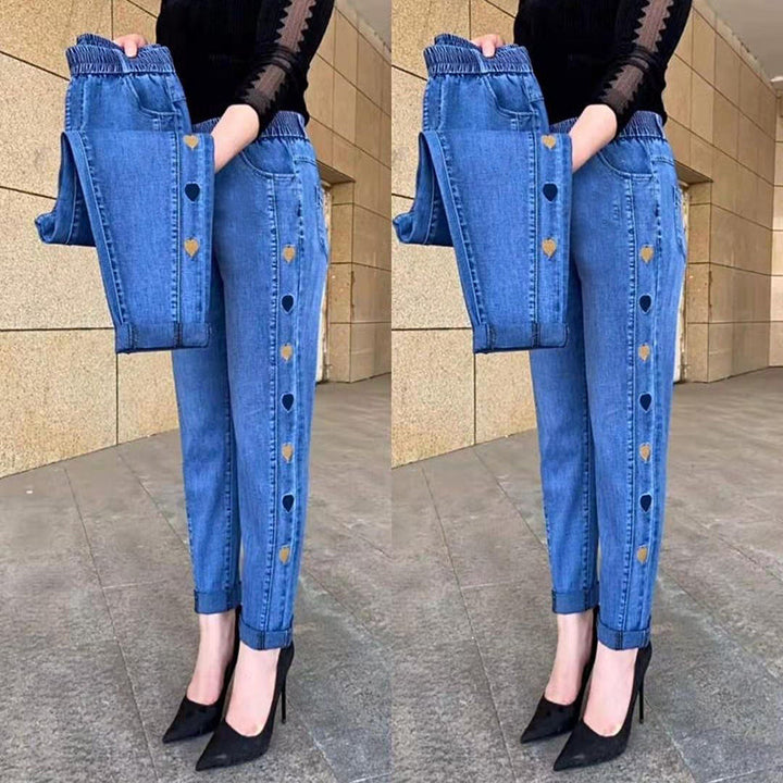Jean Femme Extensible Brodé | Taille Haute