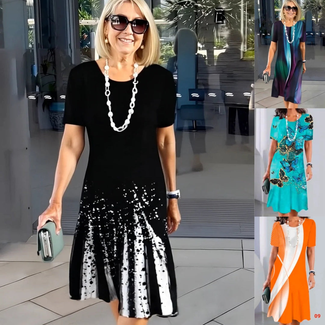 Robe Femme Plissée à Blocs de Couleurs | Midi