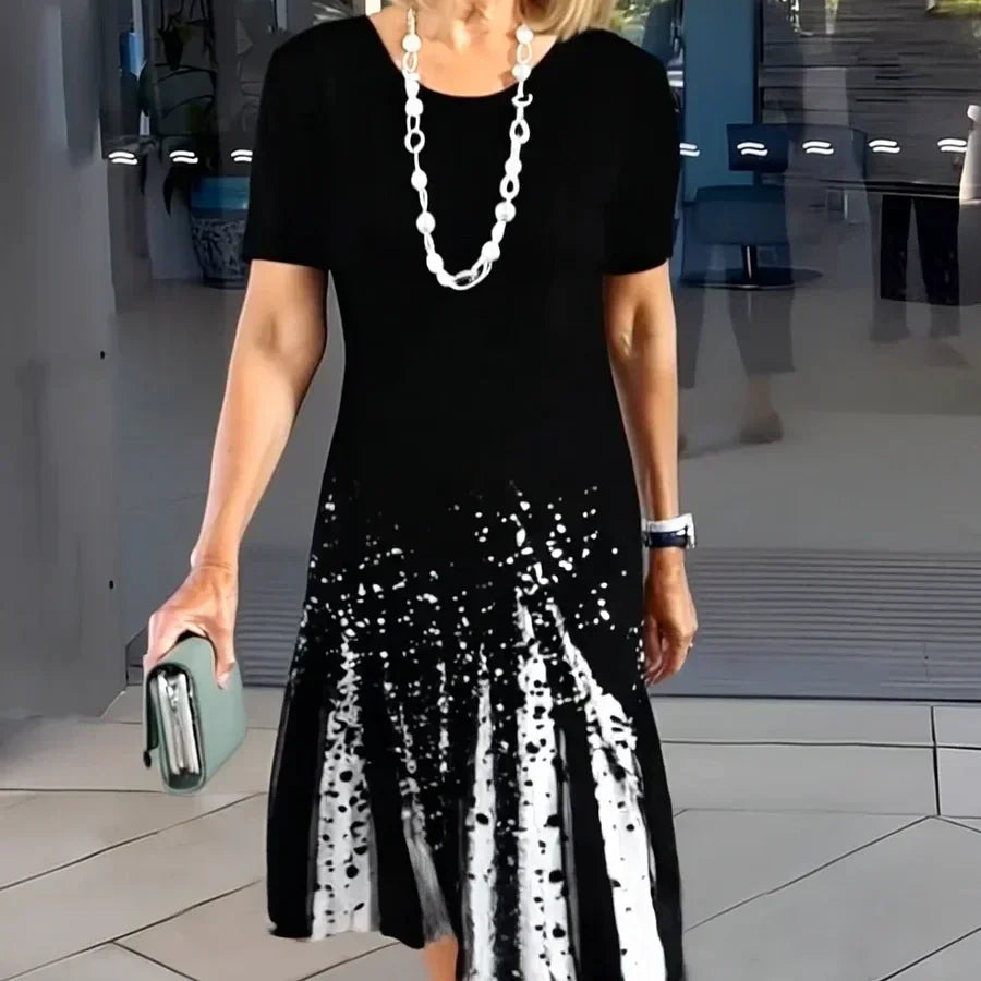 Robe Femme Plissée à Blocs de Couleurs | Midi