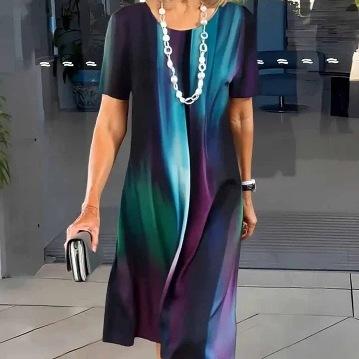 Robe Femme Plissée à Blocs de Couleurs | Midi