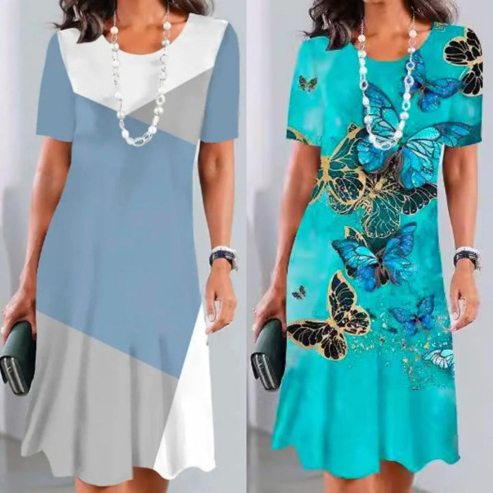 Robe Femme Plissée à Blocs de Couleurs | Midi