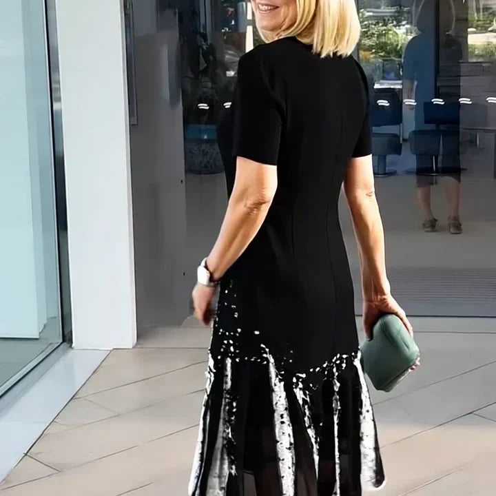 Robe Femme Plissée à Blocs de Couleurs | Midi