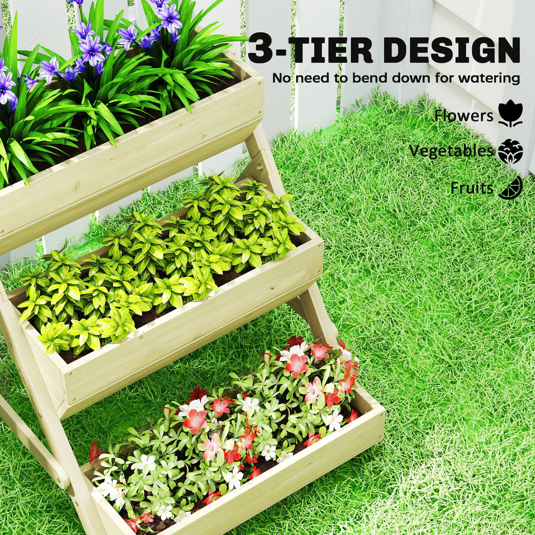 Lit De Jardin Surélevé À 3 Niveaux En Bois | 66 x 76 x 76 cm