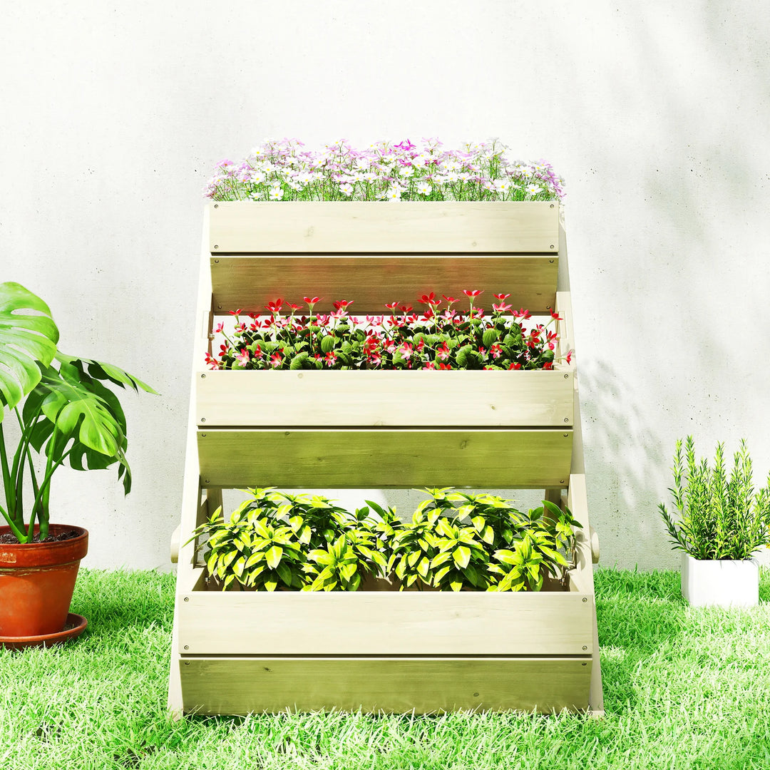Lit De Jardin Surélevé À 3 Niveaux En Bois | 66 x 76 x 76 cm
