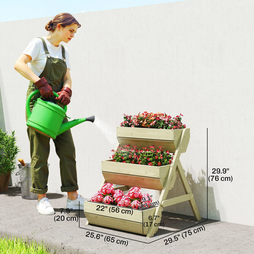 Lit De Jardin Surélevé À 3 Niveaux En Bois | 66 x 76 x 76 cm