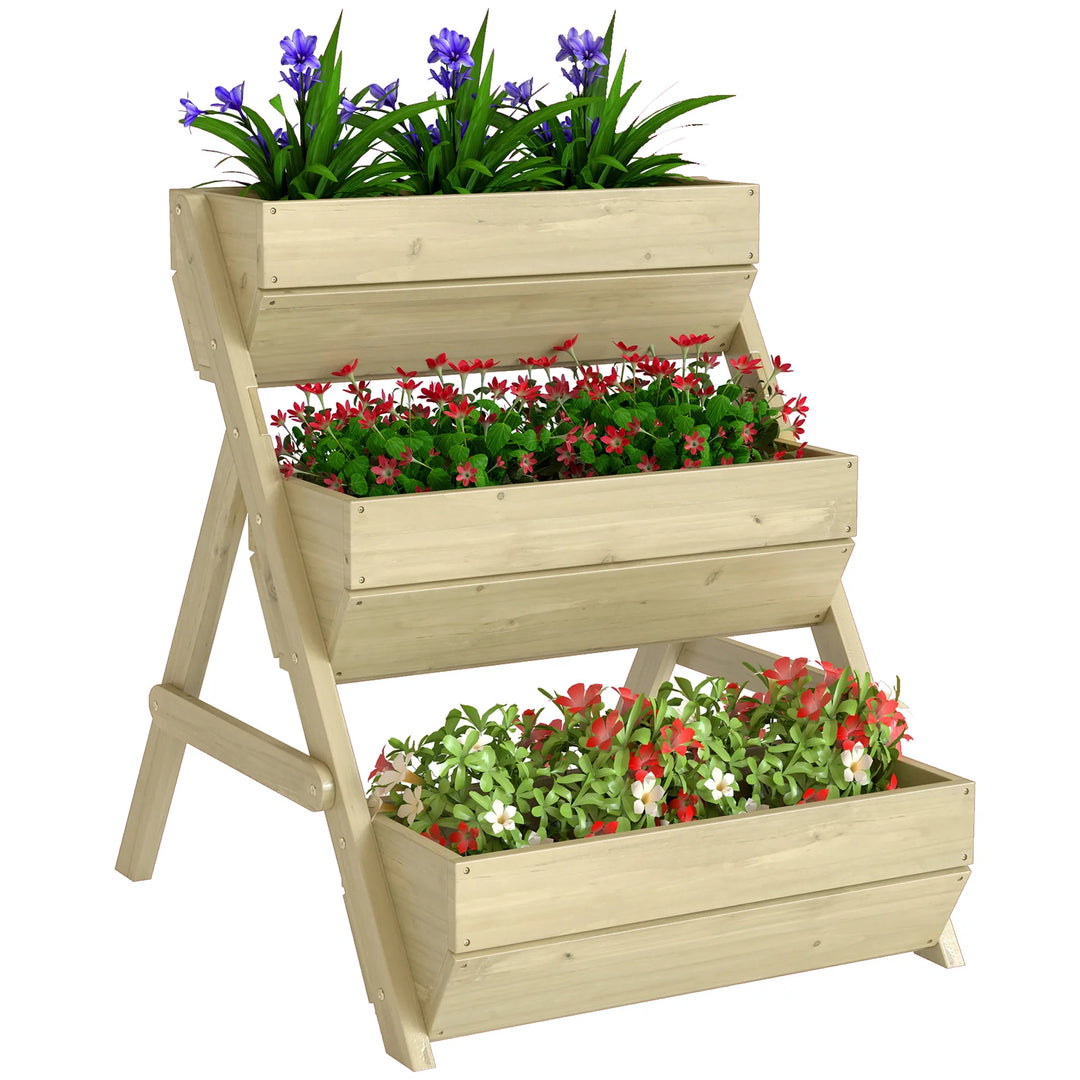 Lit De Jardin Surélevé À 3 Niveaux En Bois | 66 x 76 x 76 cm