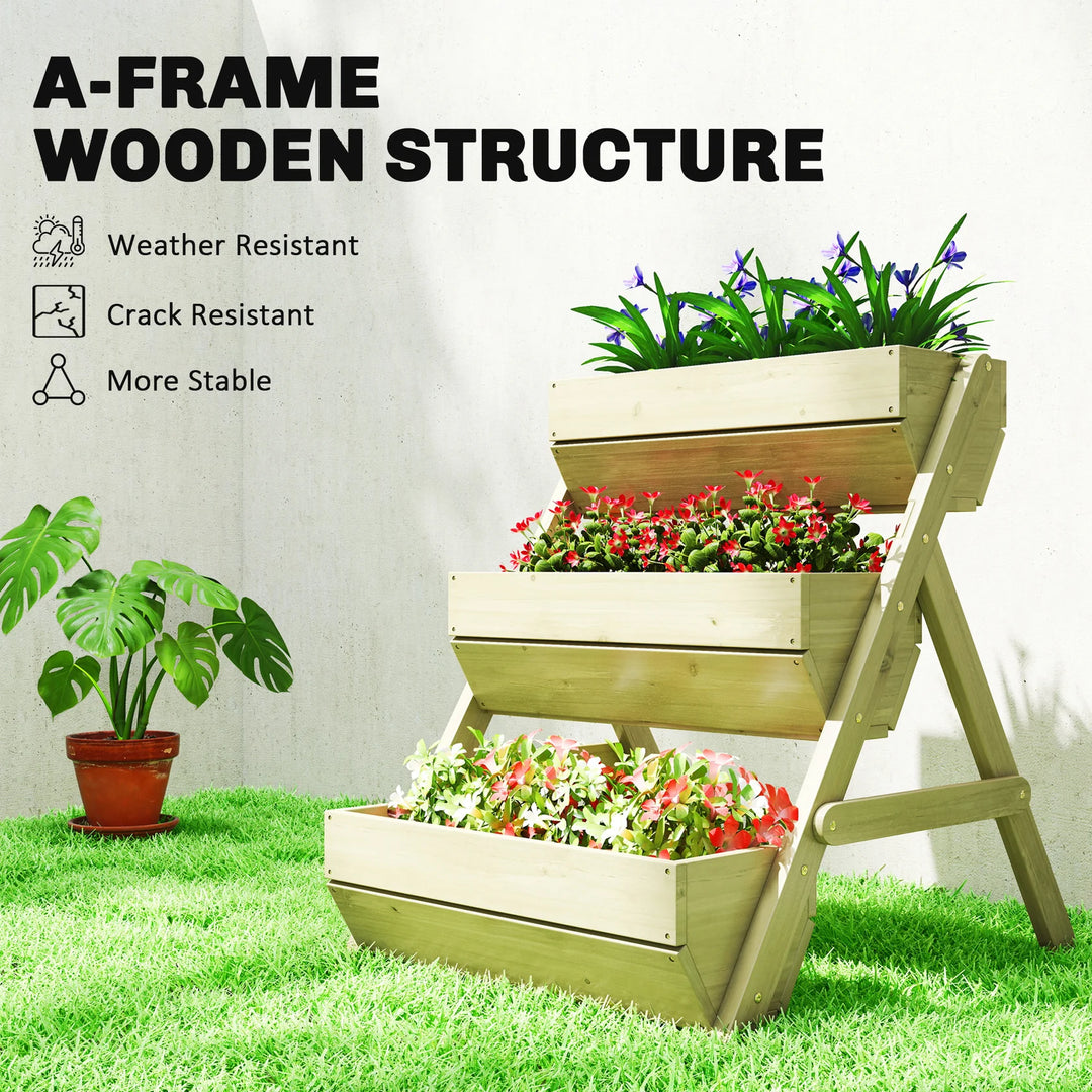 Lit De Jardin Surélevé À 3 Niveaux En Bois | 66 x 76 x 76 cm