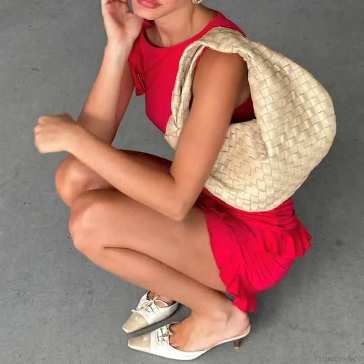 Ensemble deux pièces pour femme crop top à volants et mini-jupe