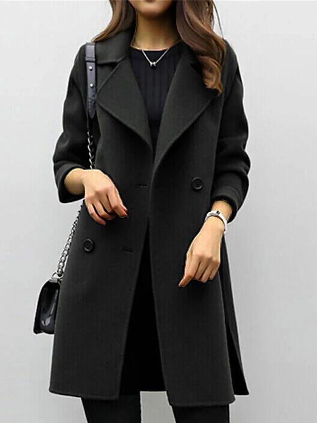Women's Elegant Double Breasted Wool Coat | Classic Style 