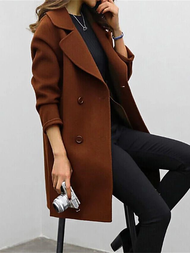 Women's Elegant Double Breasted Wool Coat | Classic Style 