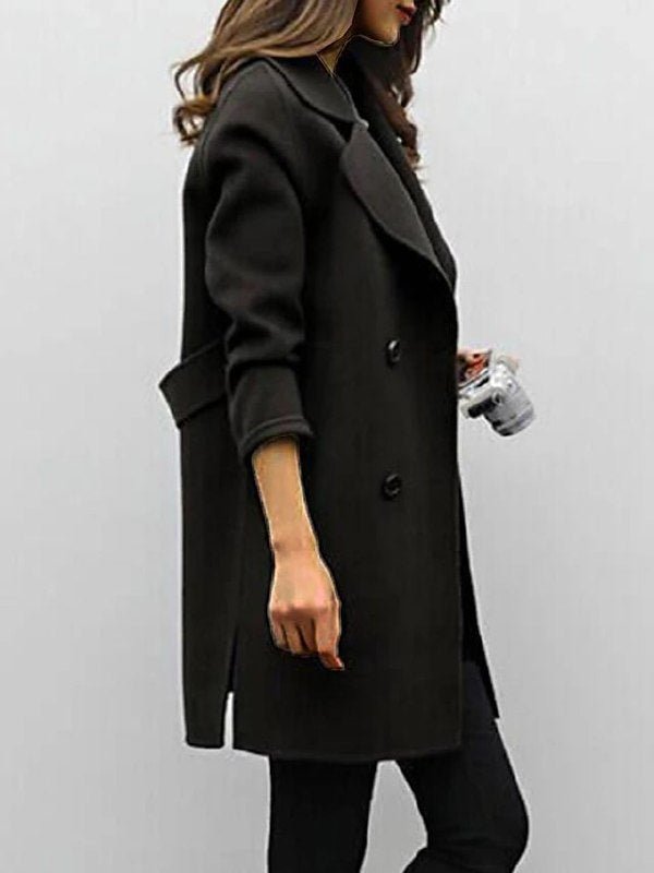 Women's Elegant Double Breasted Wool Coat | Classic Style 